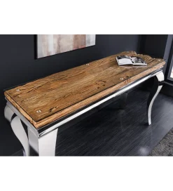 Konsola MODERN BAROCK BARRACUDA 140 cm chromowany szklany blat BEZ blatu tekowego