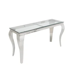 Konsola MODERN BAROCK BARRACUDA 140 cm chromowany szklany blat BEZ blatu tekowego