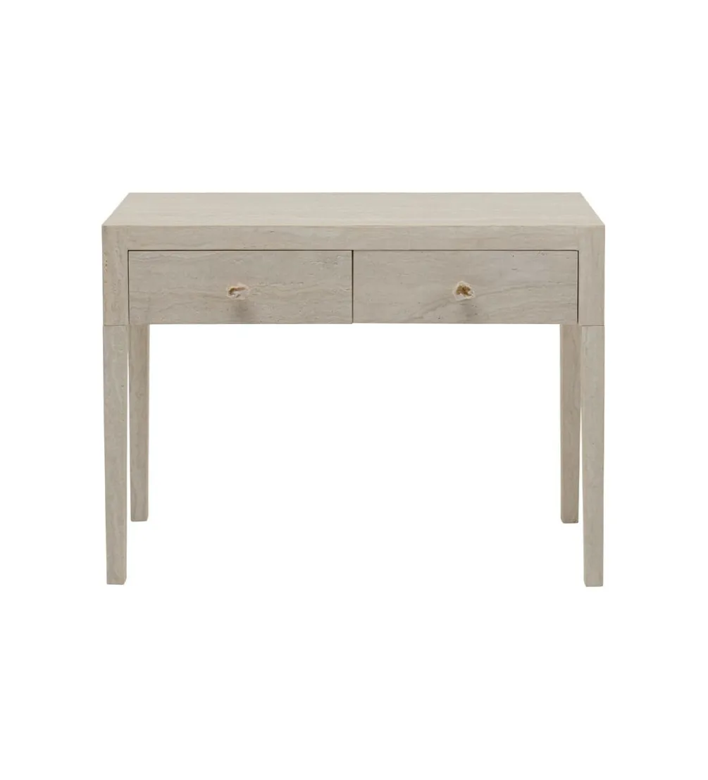 Konsola TRAVERTINO DRAWERS 100 x 77 cm naturalny beżowy