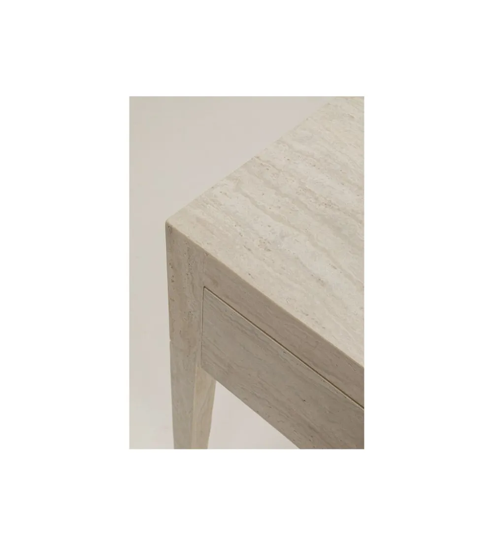 Konsola TRAVERTINO DRAWERS 100 x 77 cm naturalny beżowy