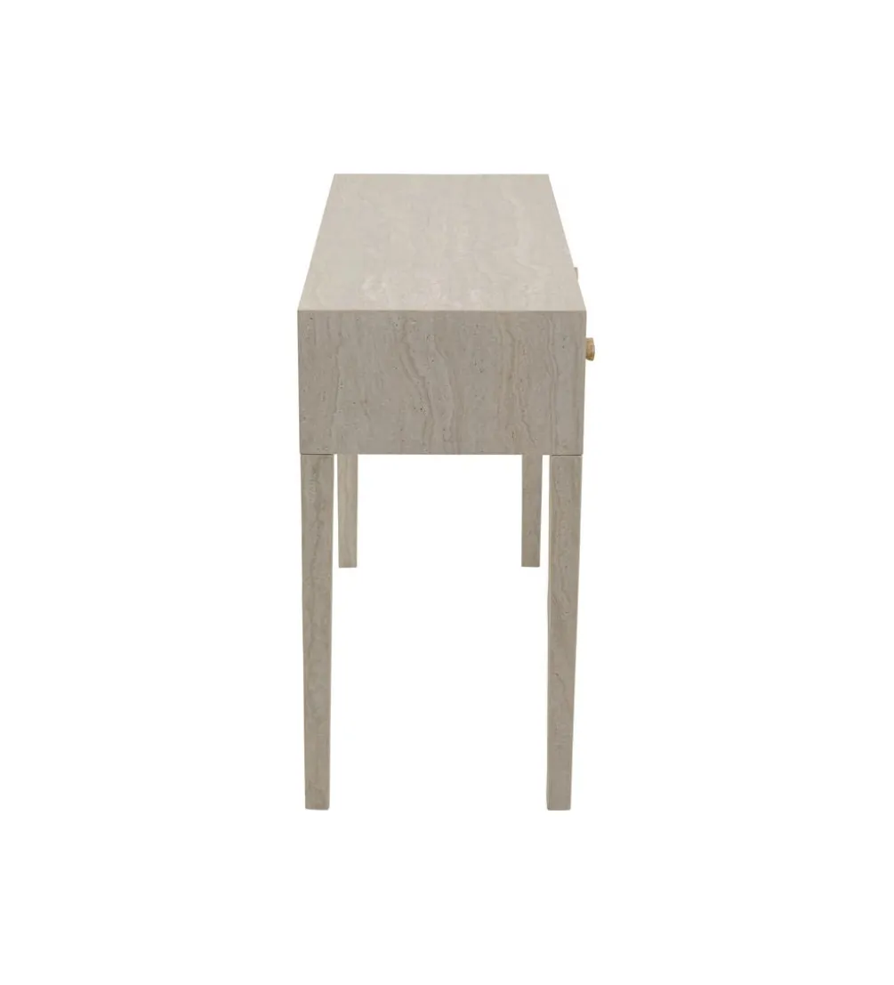 Konsola TRAVERTINO DRAWERS 100 x 77 cm naturalny beżowy