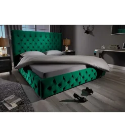Łóżko tapicerowane PARIS CHESTERFIELD 180 cm x 200 cm ciemnyzielony velvet