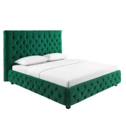 Łóżko tapicerowane PARIS CHESTERFIELD 180 cm x 200 cm ciemnyzielony velvet