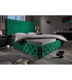 Łóżko tapicerowane PARIS CHESTERFIELD 180 cm x 200 cm ciemnyzielony velvet