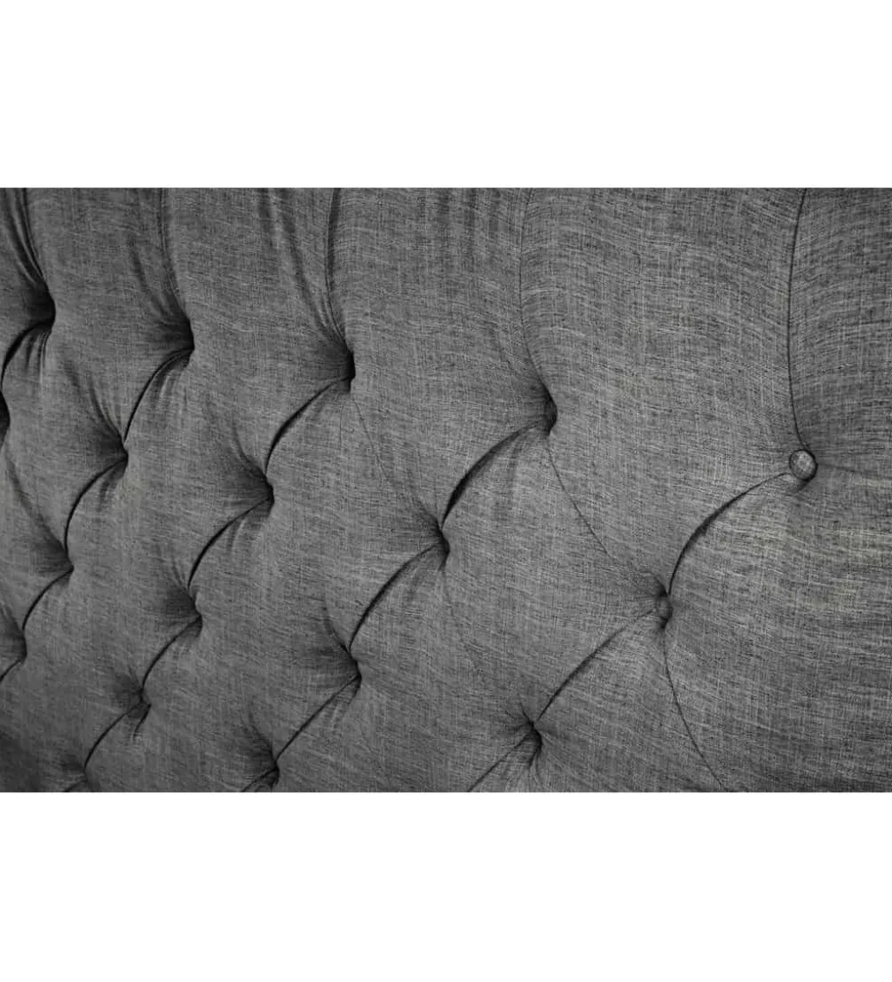 Łóżko tapicerowane PARIS CHESTERFIELD 180 cm x 200 cm Szare lniane