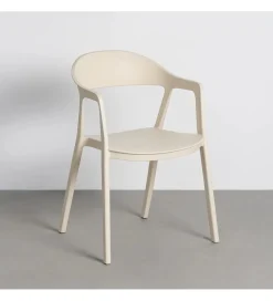 Krzesło BARETO 80 cm kremowe z podłokietnikami nogi v