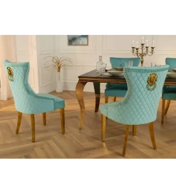 Krzesło CASTLE DELUXE welur jasnoniebieskie