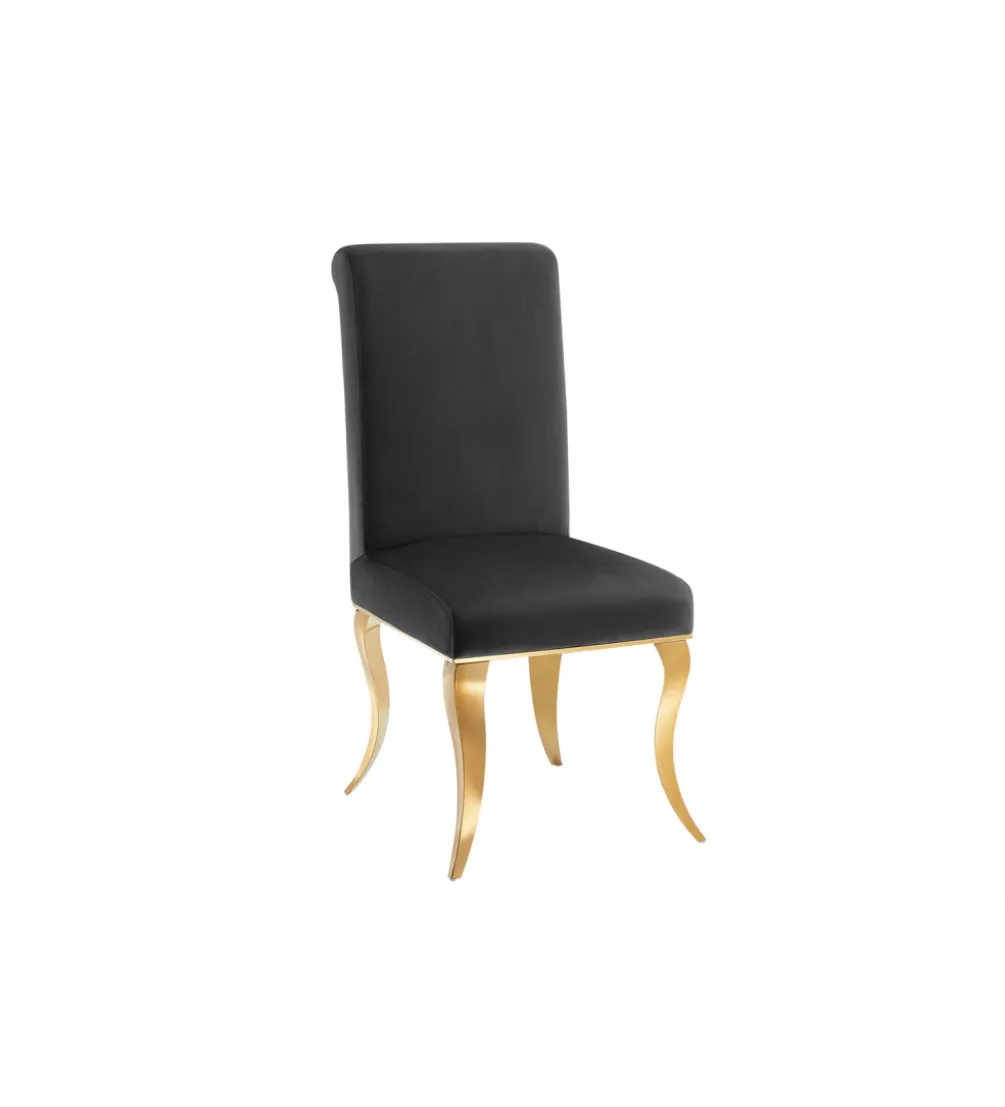 Krzesło MODERN BAROCK welwet czarny złote nogi