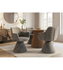 Krzesło obrotowe AMBIENTO 79 cm 180 stopni chenille szare