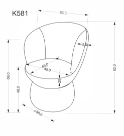 Krzesło obrotowe K581 82 cm popielate