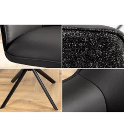 Krzesło obrotowe LE GRAND tapicerowane czarne skórzane