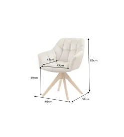Krzesło obrotowe PAPILLON 83 cm 180 stopni beżowe