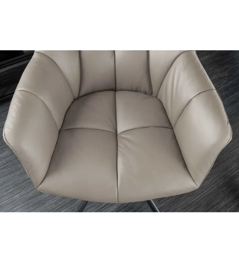 Krzesło obrotowe PAPILLON 83 cm 180 stopni skórzany taupe