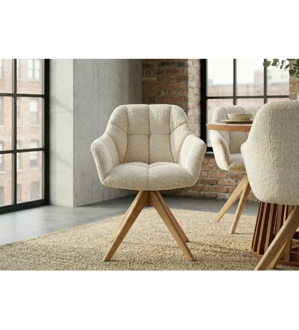 Krzesło obrotowe PAPILLON 83 cm 180 stopni chenille champagne beige