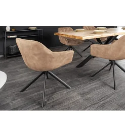 Krzesło obrotowe PAPILLON 83 cm 180 stopni champagne beżowe