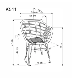 Krzesło ogrodowe K541 77 cm naturalne czarne