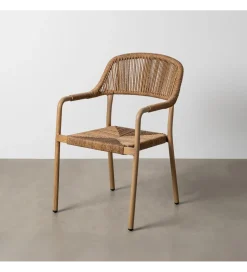 Krzesło OSTAMEER 82 cm plecionka w stylu rattan brązowe
