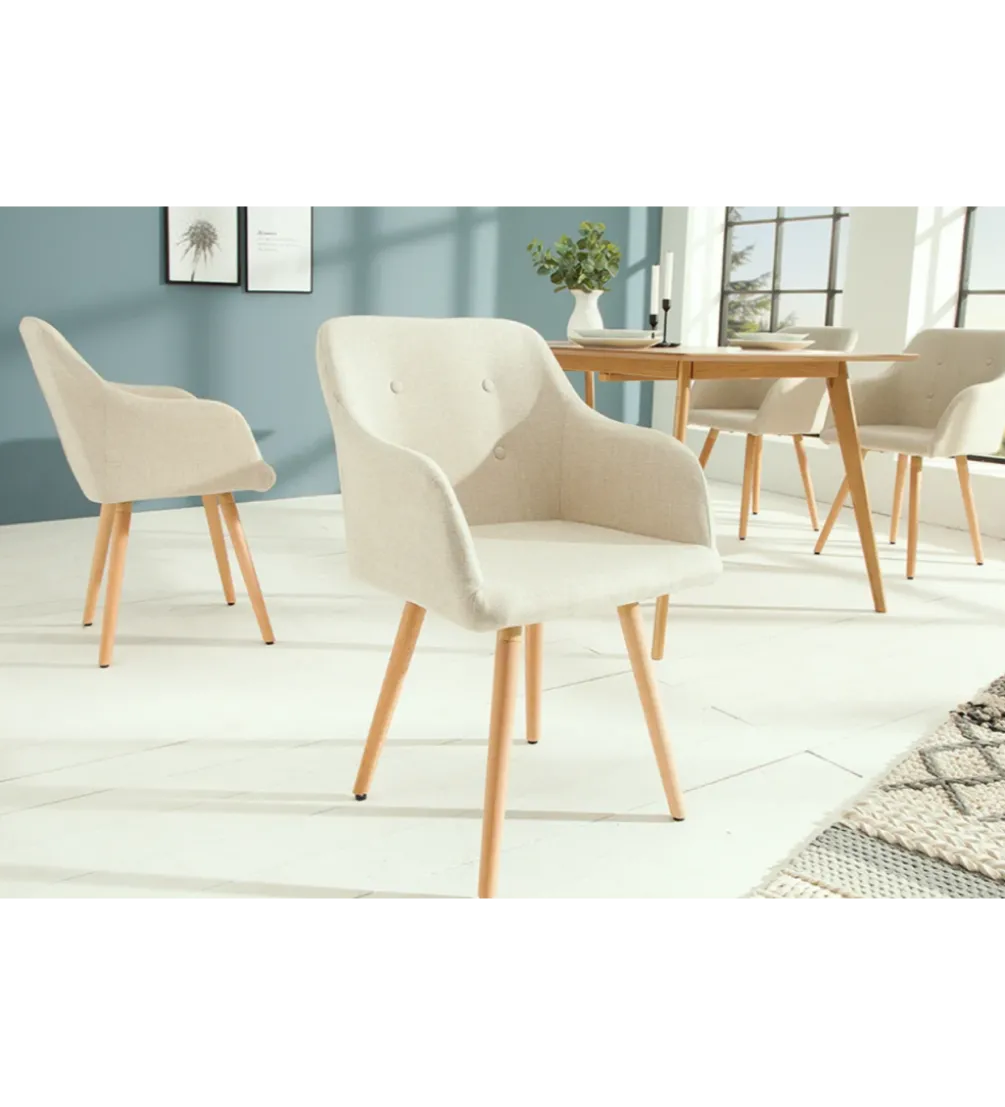 Krzesło Scandinavia Line z podłokietnikami beżowe