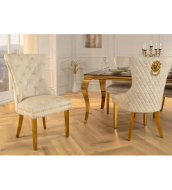 Krzesło z kołatką CASTLE welur beżowy