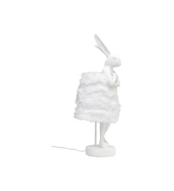 Lampa stołowa ANIMAL RABBIT FUR 68 cm srebrno biała