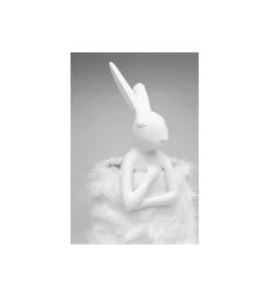 Lampa stołowa ANIMAL RABBIT FUR 68 cm srebrno biała