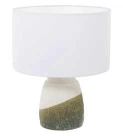 Lampa stołowa BEGAIN 42 cm ceramika zielono beżowa