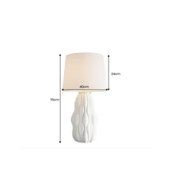 Lampa stołowa ELEGANCIA 65 cm ceramika biały