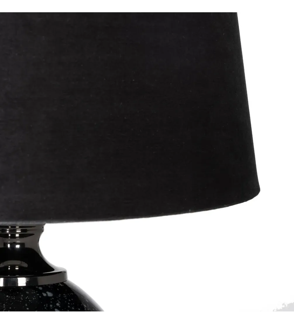 Lampa stołowa HEMLA 64 cm szklana czarno szara