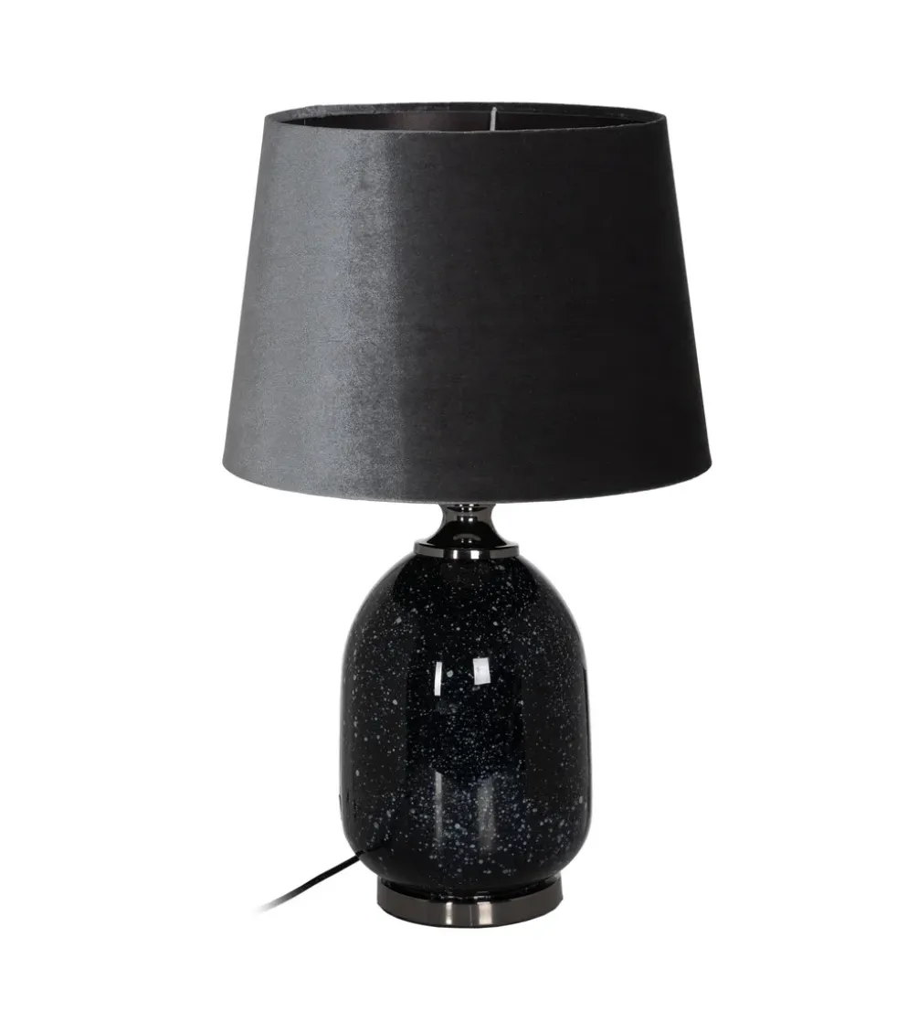 Lampa stołowa HEMLA 64 cm szklana czarno szara