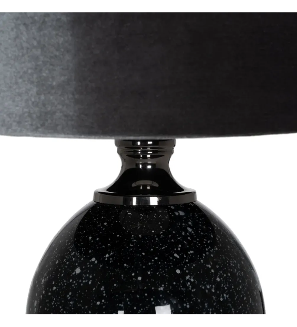 Lampa stołowa HEMLA 64 cm szklana czarno szara
