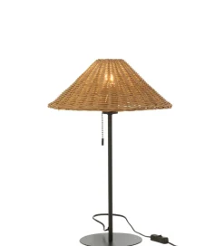 Lampa stołowa MERTAN 50 cm rattan czarna