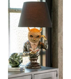 Lampa stołowa OWL SHADE 56 cm złoto antyczny brąz