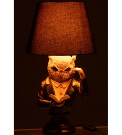 Lampa stołowa OWL SHADE 56 cm złoto antyczny brąz