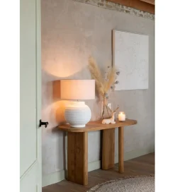 Lampa stołowa SCADY 62 cm terrakota biała