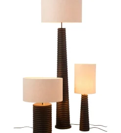 Lampa stołowa SHARY 70 cm drewno ailanthus czarna