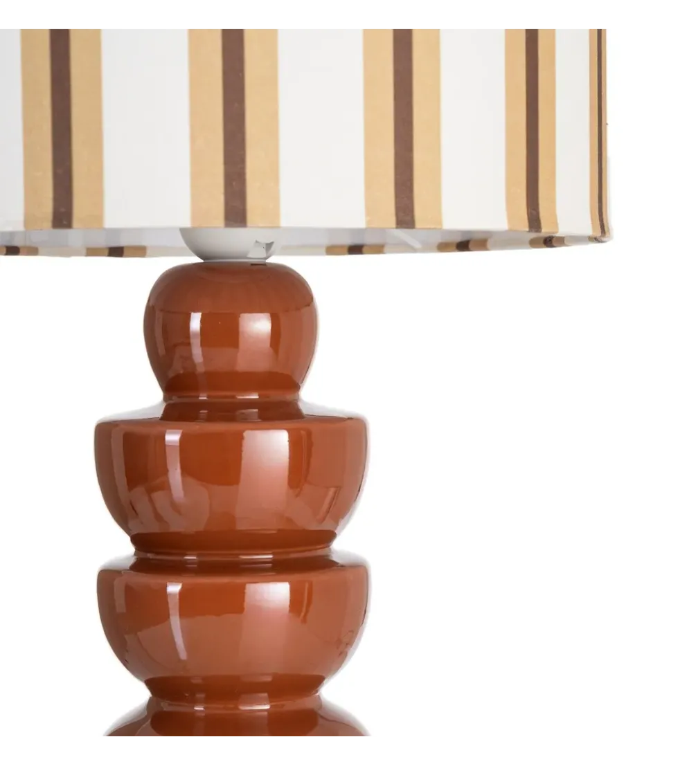 Lampa stołowa STRIPENMA 47 cm terrakota kremowa
