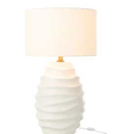 Lampa stołowa WAVING 68 cm ceramika biała