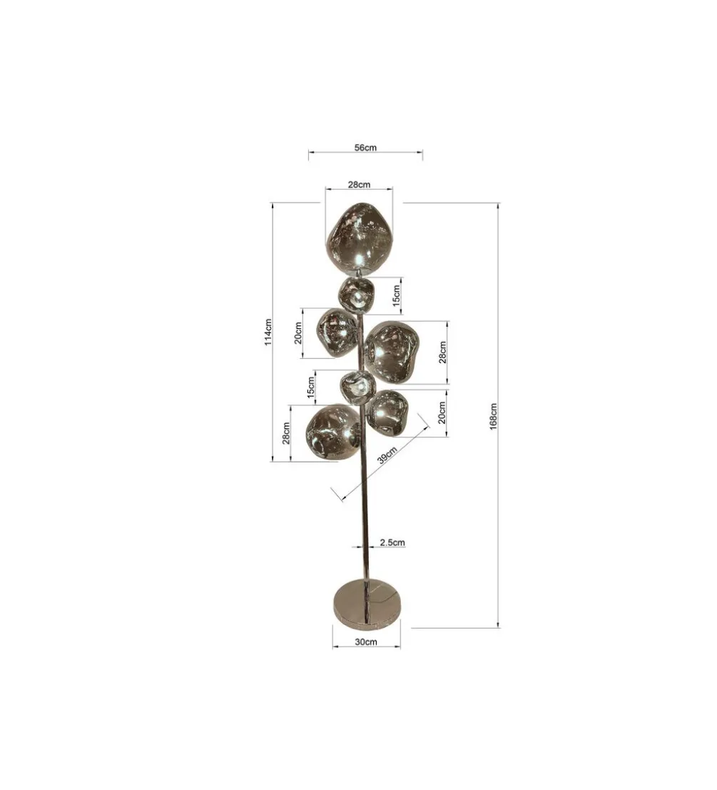 Lampa podłogowa BURBUJA 168 cm srebrna