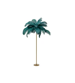 Lampa podłogowa FEATHER PALM 165 cm pióra turkusowa