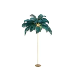 Lampa podłogowa FEATHER PALM 165 cm pióra turkusowa