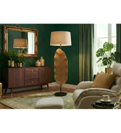 Lampa podłogowa LEAF 130 cm drewno teak