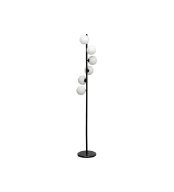 Lampa podłogowa SCALA BALLS 160 cm czarna z mlecznymi kloszami