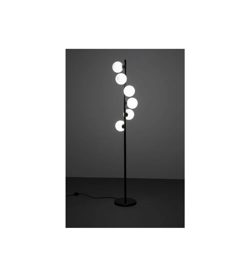 Lampa podłogowa SCALA BALLS 160 cm czarna z mlecznymi kloszami