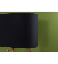 Lampa stojąca WARDROBE 150 cm naturalny z abażurem czarno-złotym