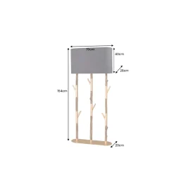 Lampa stojąca WARDROBE 150 cm naturalny z abażurem czarno-złotym