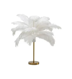 Lampa stołowa FEATHER PALM 60 cm pióra biała