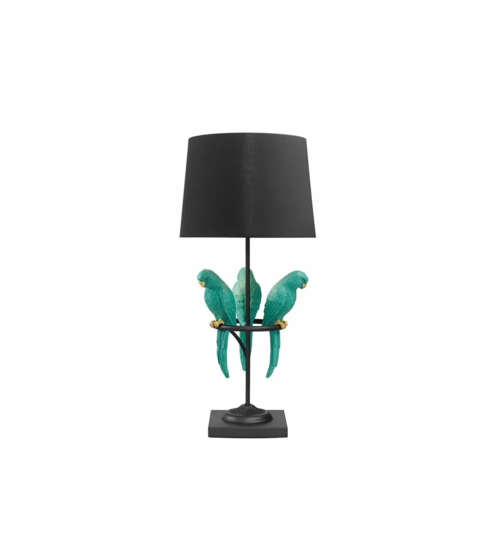 Lampa stołowa Papuga 35 cm czarno turkusowa