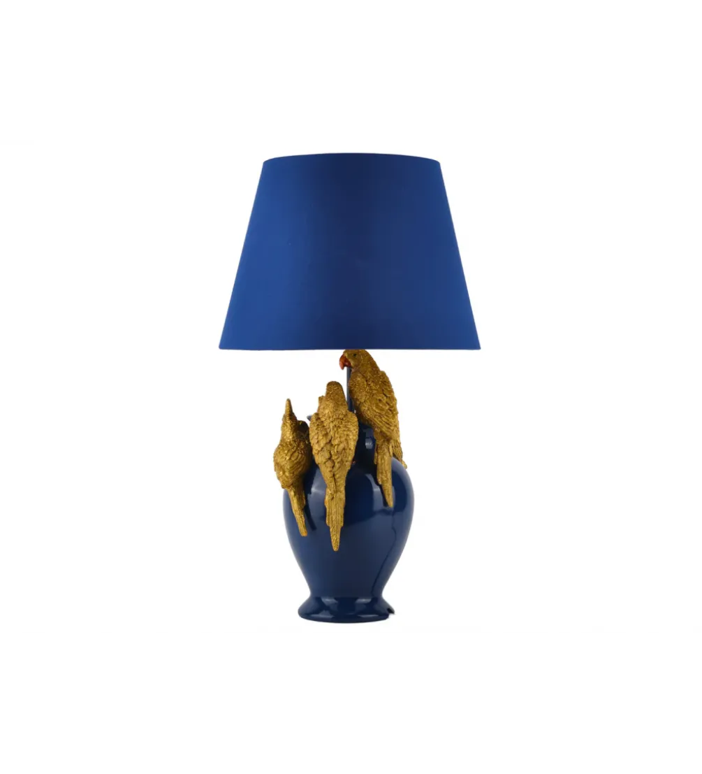 Lampa stołowa PARROT 50 cm niebieska złota