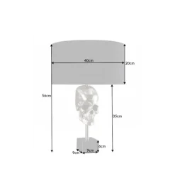 Lampa stołowa SKULL 40 cm srebrna