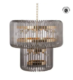 Lampa wisząca CELINK 80 cm złoto szara